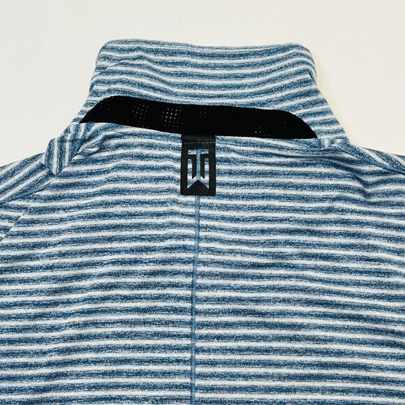 Nike Dri-FIT Polo Shirt Mens XL Blue White Striped Golf Tiger Woods Athletic - Picture 4 of 12